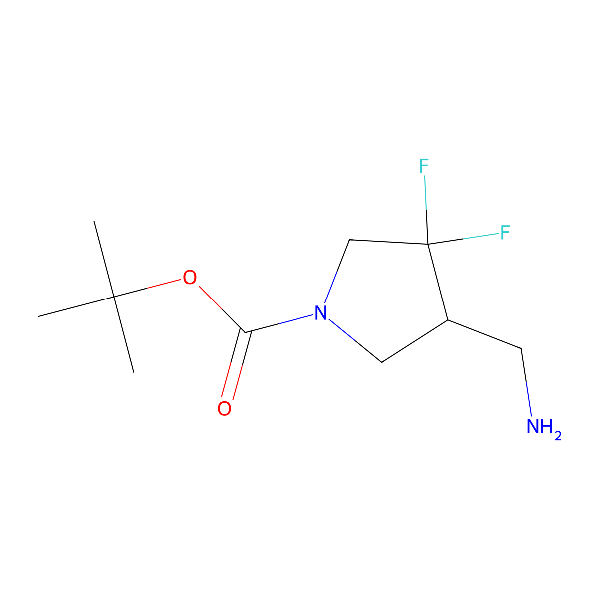 tert-Butyl 4-(aminomethyl)-3,3-difluoropyrrolidine-1-carboxylate molecular structure, CAS 1627595-60-1