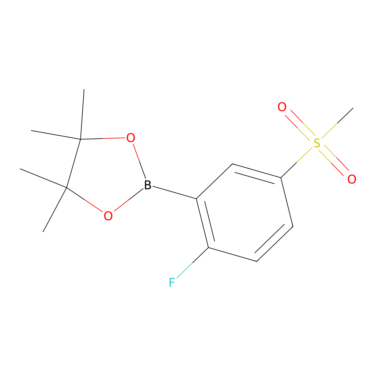 2-(2-Fluoro-5-(methylsulfonyl)phenyl)-4,4,5,5-tetramethyl-1,3,2-dioxaborolane molecular structure, CAS 1627596-00-2