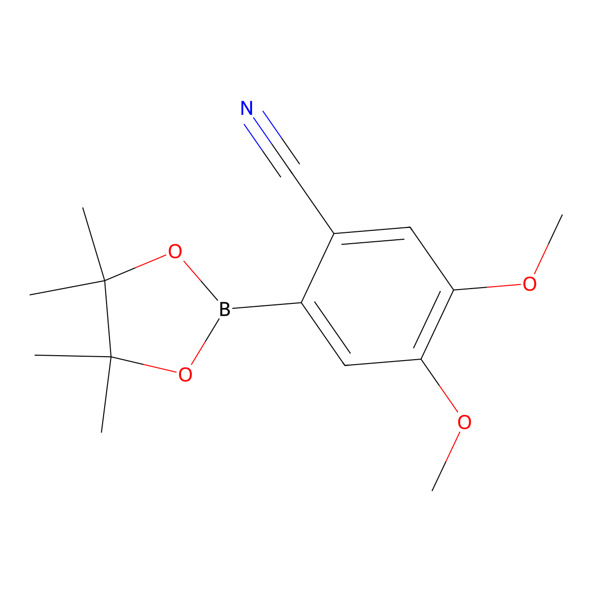 4,5-Dimethoxy-2-(4,4,5,5-tetramethyl-1,3,2-dioxaborolan-2-YL)benzonitrile molecular structure, CAS 1627614-42-9