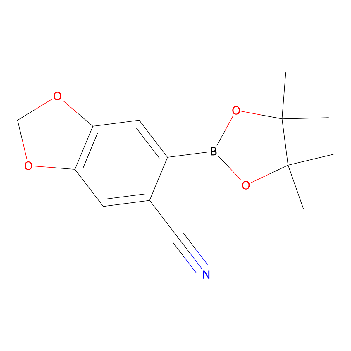 6-(Tetramethyl-1,3,2-dioxaborolan-2-yl)-1,3-dioxaindane-5-carbonitrile molecular structure, CAS 1627614-44-1
