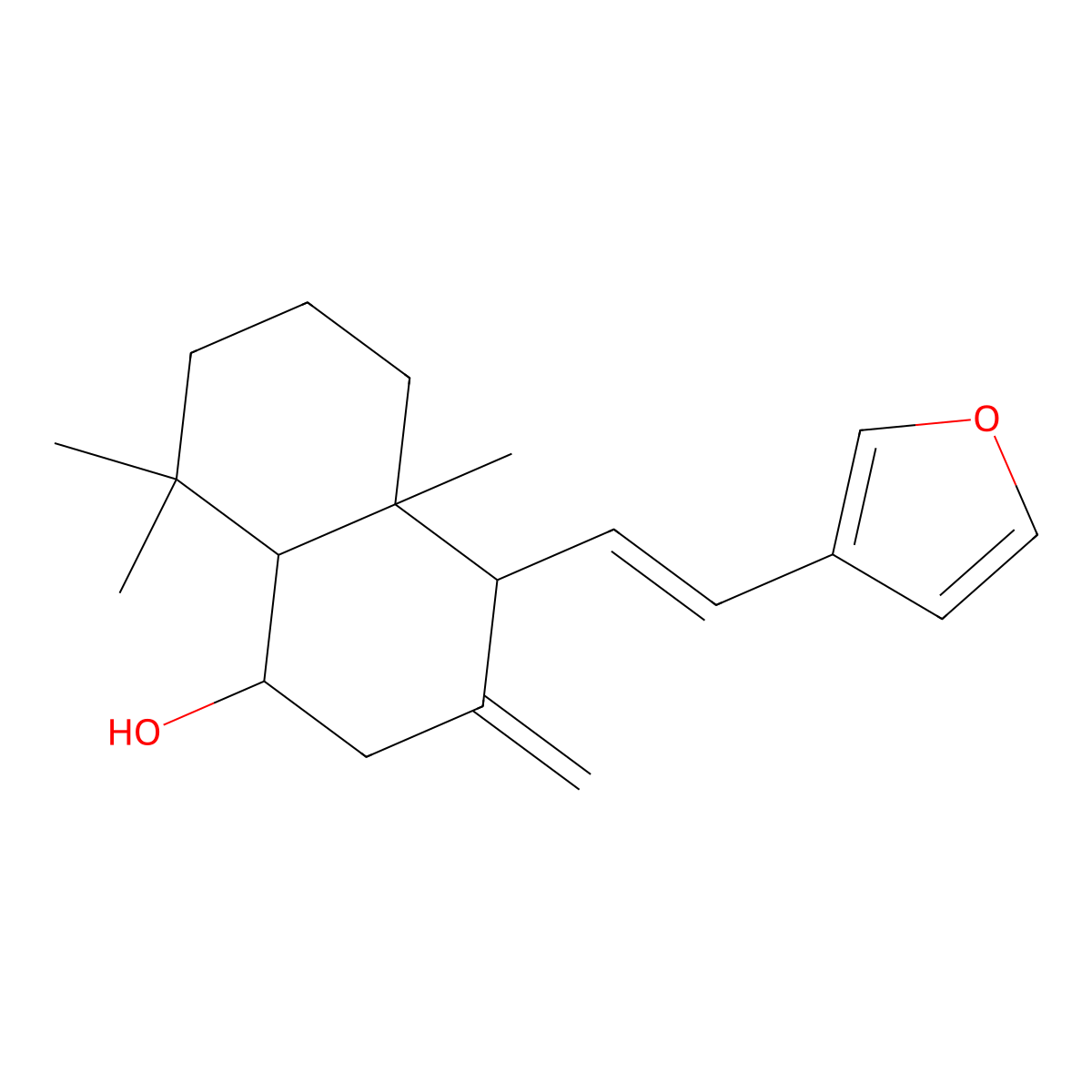 4-[2-(furan-3-yl)ethenyl]-4a,8,8-trimethyl-3-methylidene-2,4,5,6,7,8a-hexahydro-1H-naphthalen-1-ol molecular structure, CAS 162762-93-8