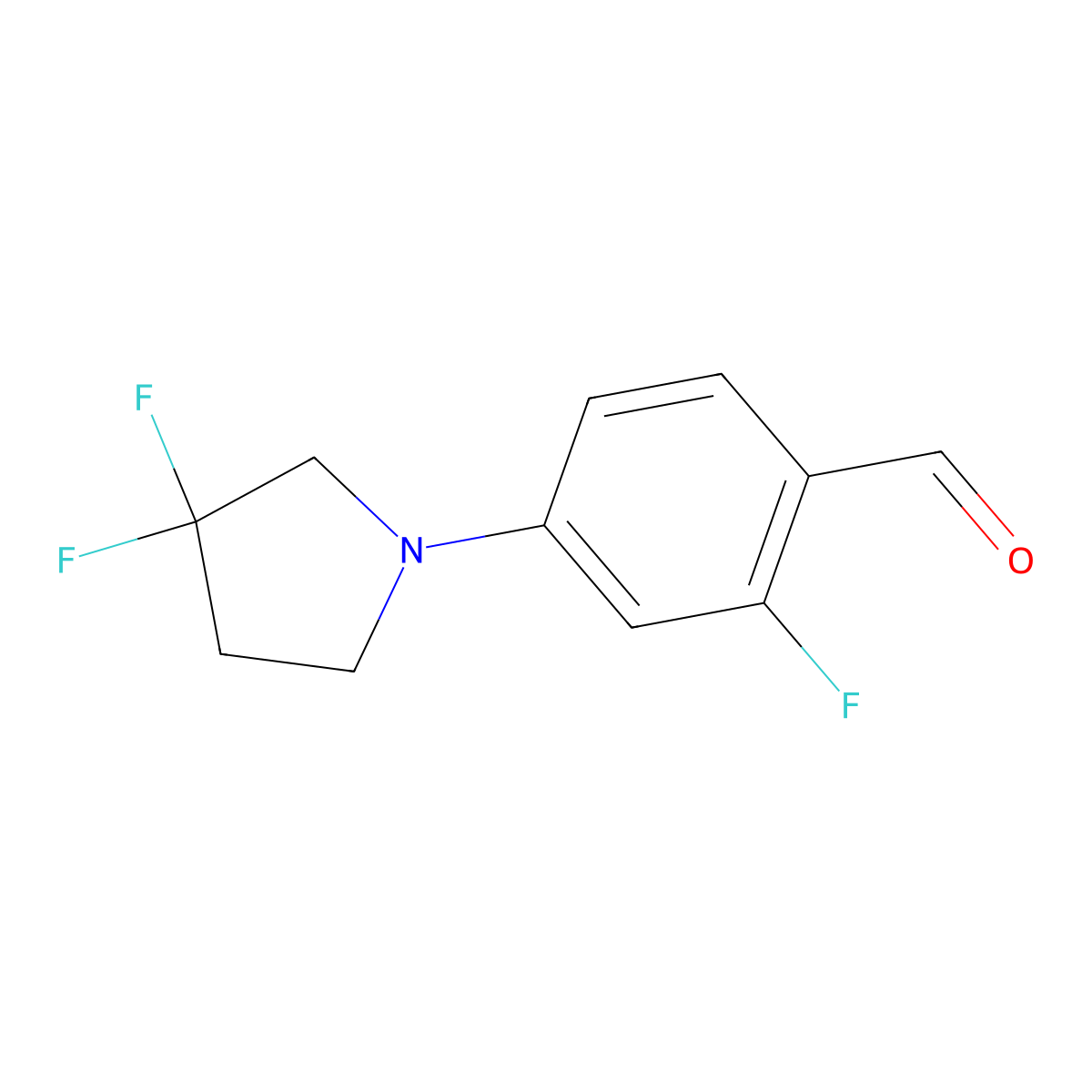 4-(3,3-Difluoropyrrolidin-1-yl)-2-fluorobenzaldehyde molecular structure, CAS 1627692-96-9