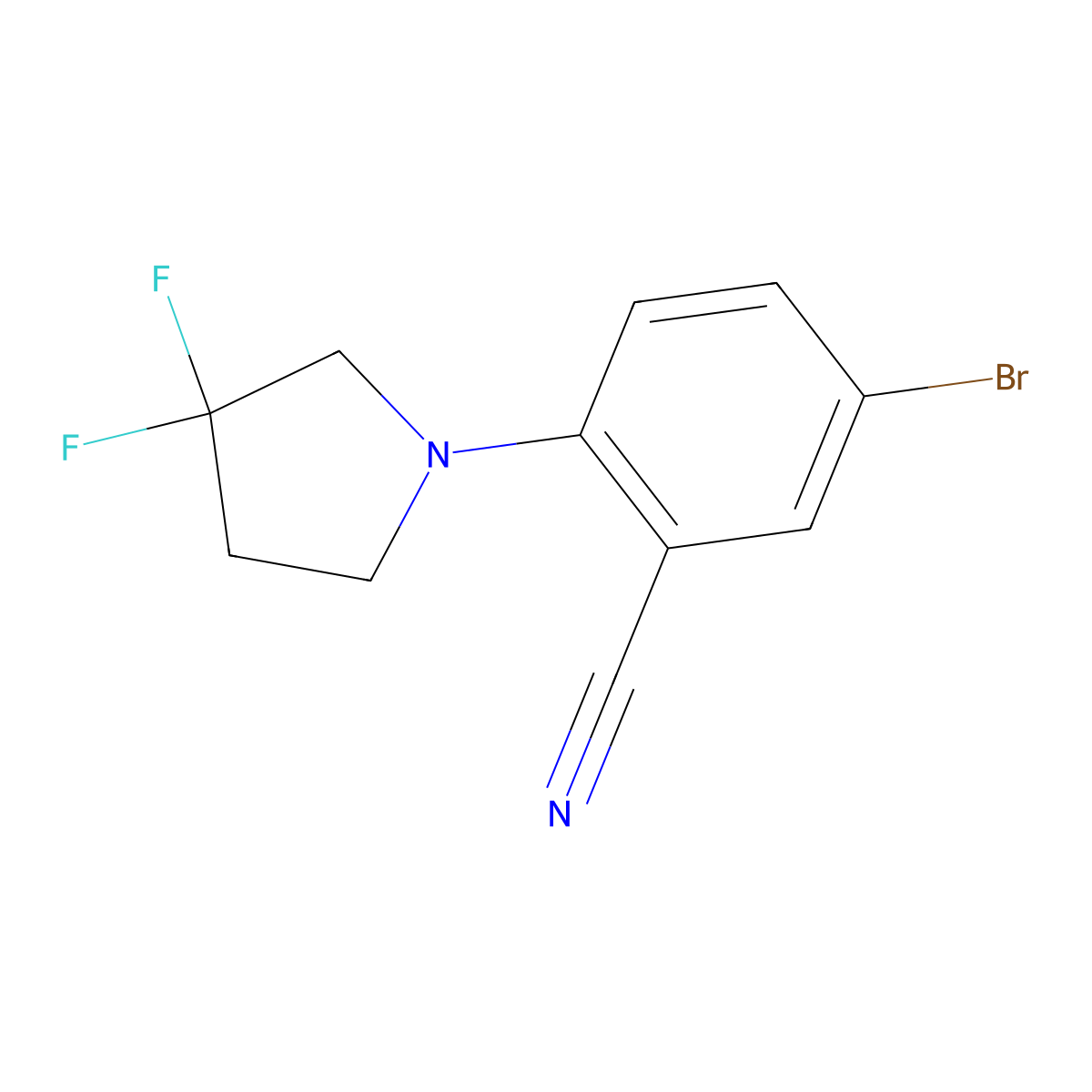 5-Bromo-2-(3,3-difluoropyrrolidin-1-yl)benzonitrile molecular structure, CAS 1627693-40-6