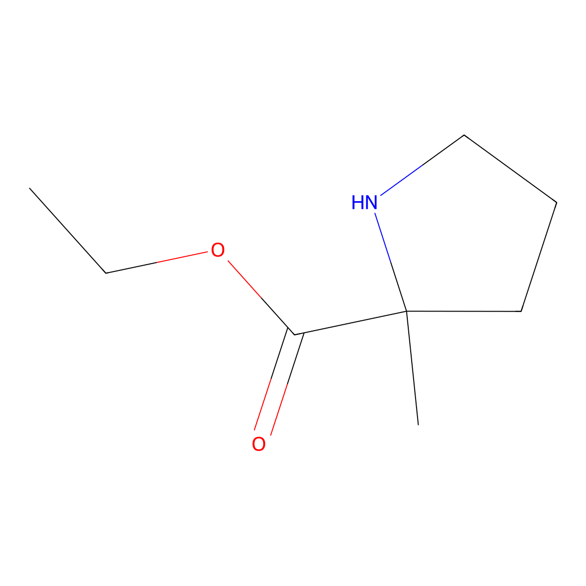 Ethyl 2-methylpyrrolidine-2-carboxylate molecular structure, CAS 16277-07-9