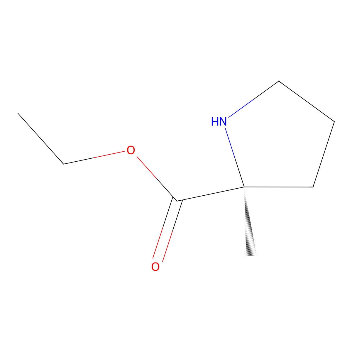 ethyl (2S)-2-methylpyrrolidine-2-carboxylate molecular structure, CAS 16277-08-0