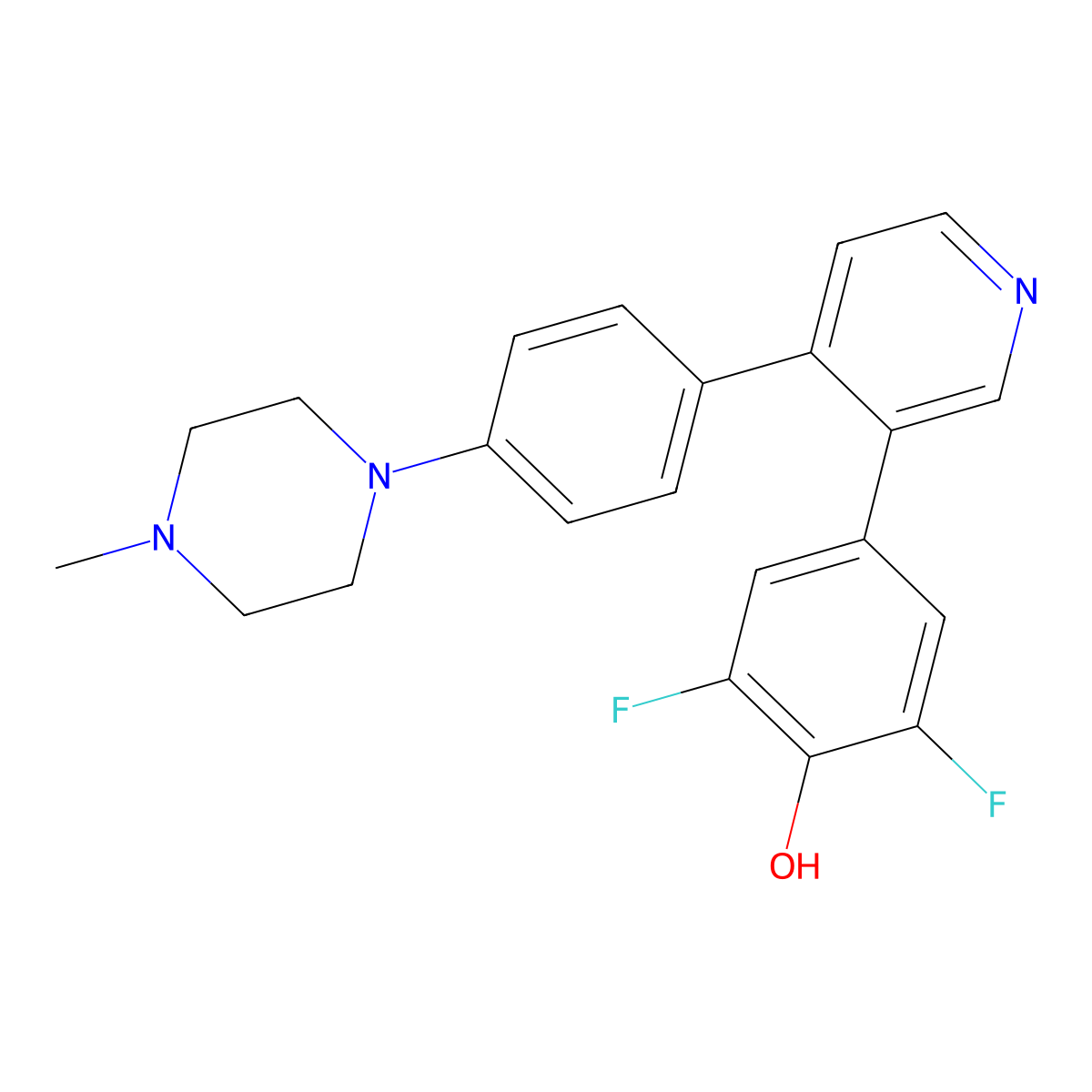 2,6-Difluoro-4-[4-[4-(4-methylpiperazin-1-yl)phenyl]pyridin-3-yl]phenol molecular structure, CAS 1627710-50-2