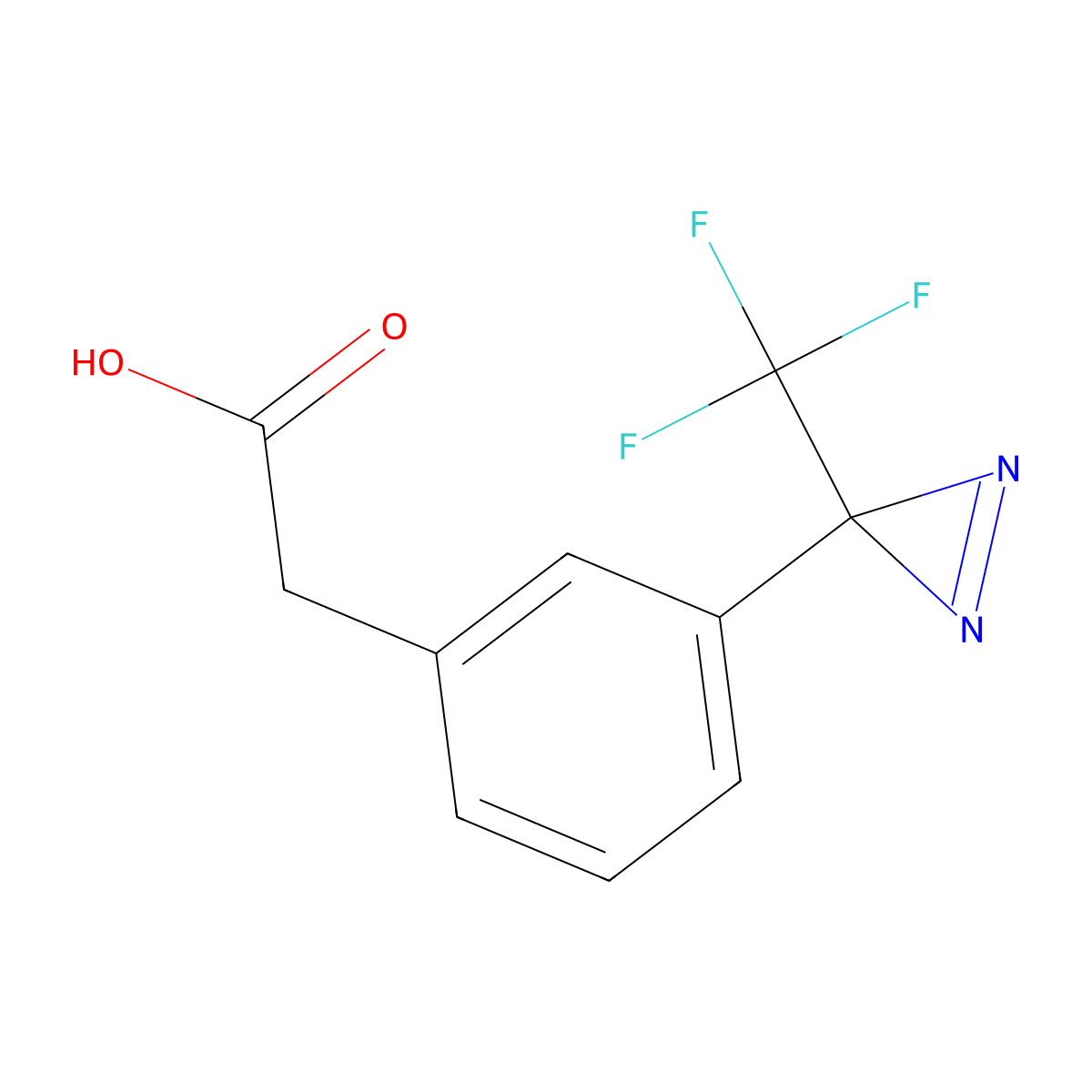 2-(3-(3-(Trifluoromethyl)-3H-diazirin-3-YL)phenyl)acetic acid molecular structure, CAS 1627712-50-8