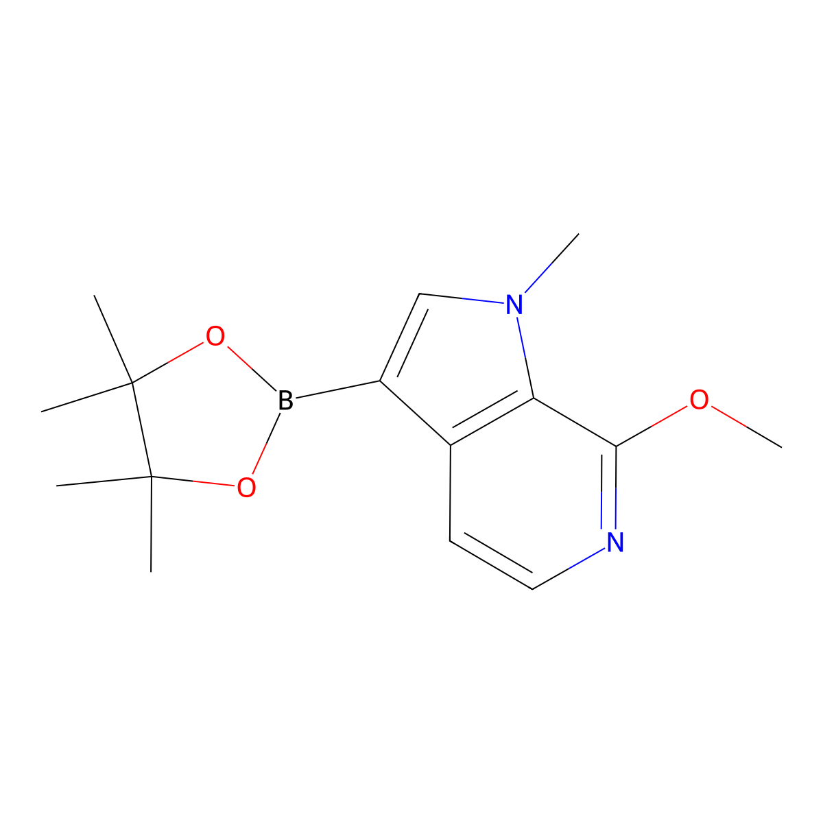 7-methoxy-1-methyl-3-(4,4,5,5-tetramethyl-1,3,2-dioxaborolan-2-yl)-1H-pyrrolo[2,3-c]pyridine molecular structure, CAS 1627713-58-9