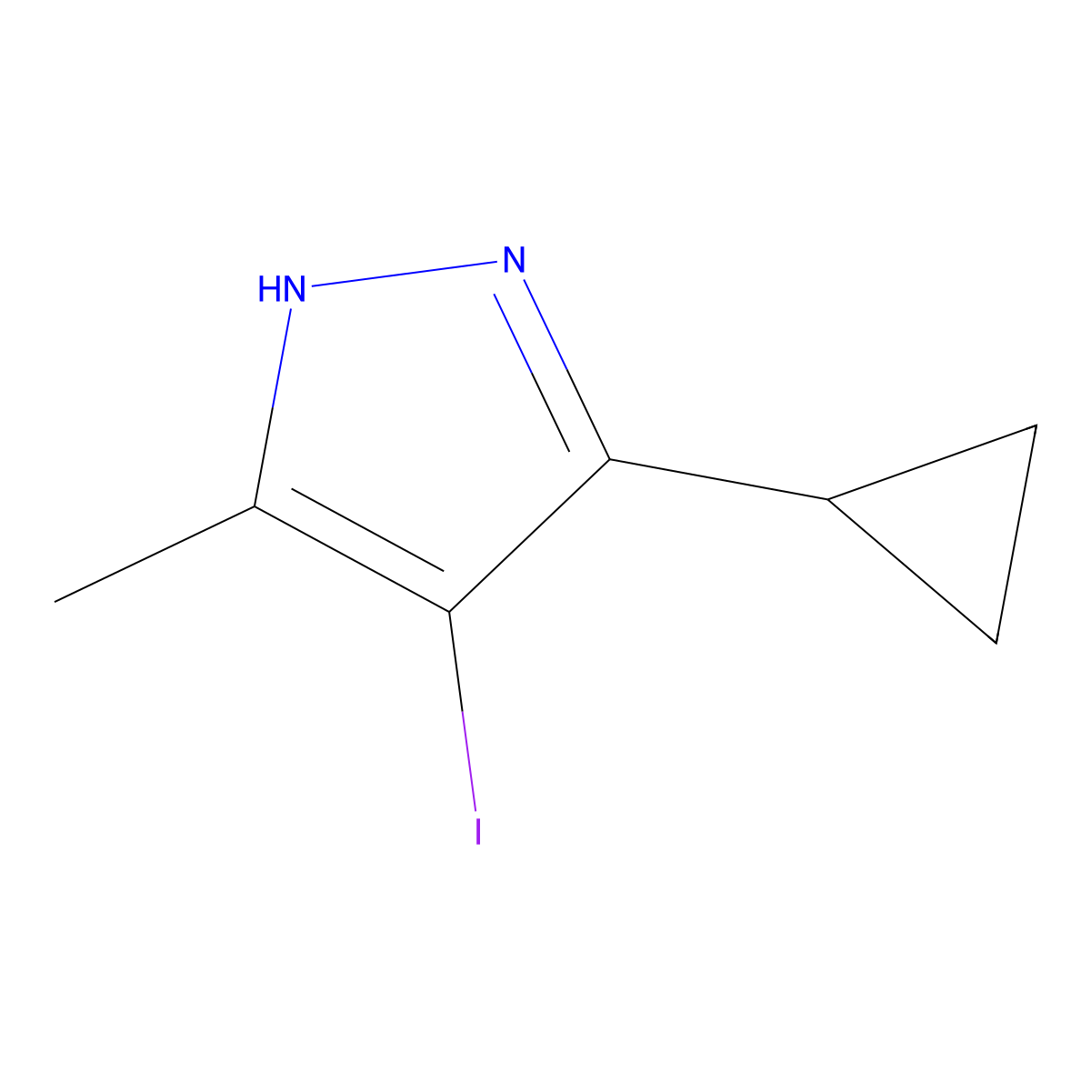 3-cyclopropyl-4-iodo-5-methyl-1H-pyrazole molecular structure, CAS 1627721-35-0