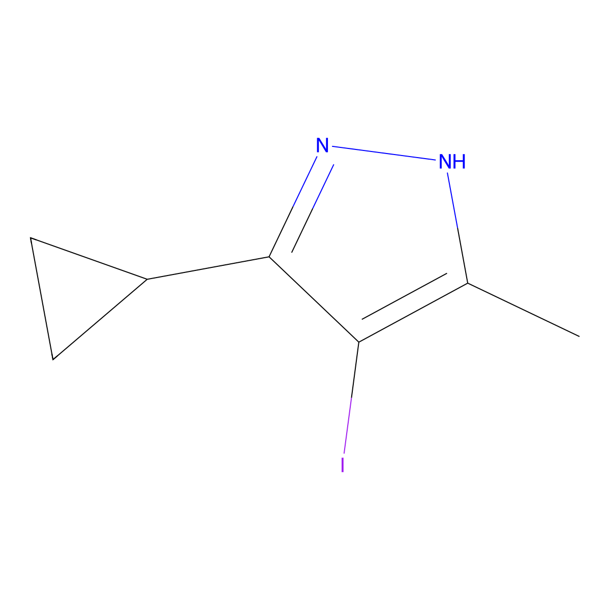 3-cyclopropyl-4-iodo-5-methyl-1H-pyrazole molecular structure, CAS 1627721-35-0