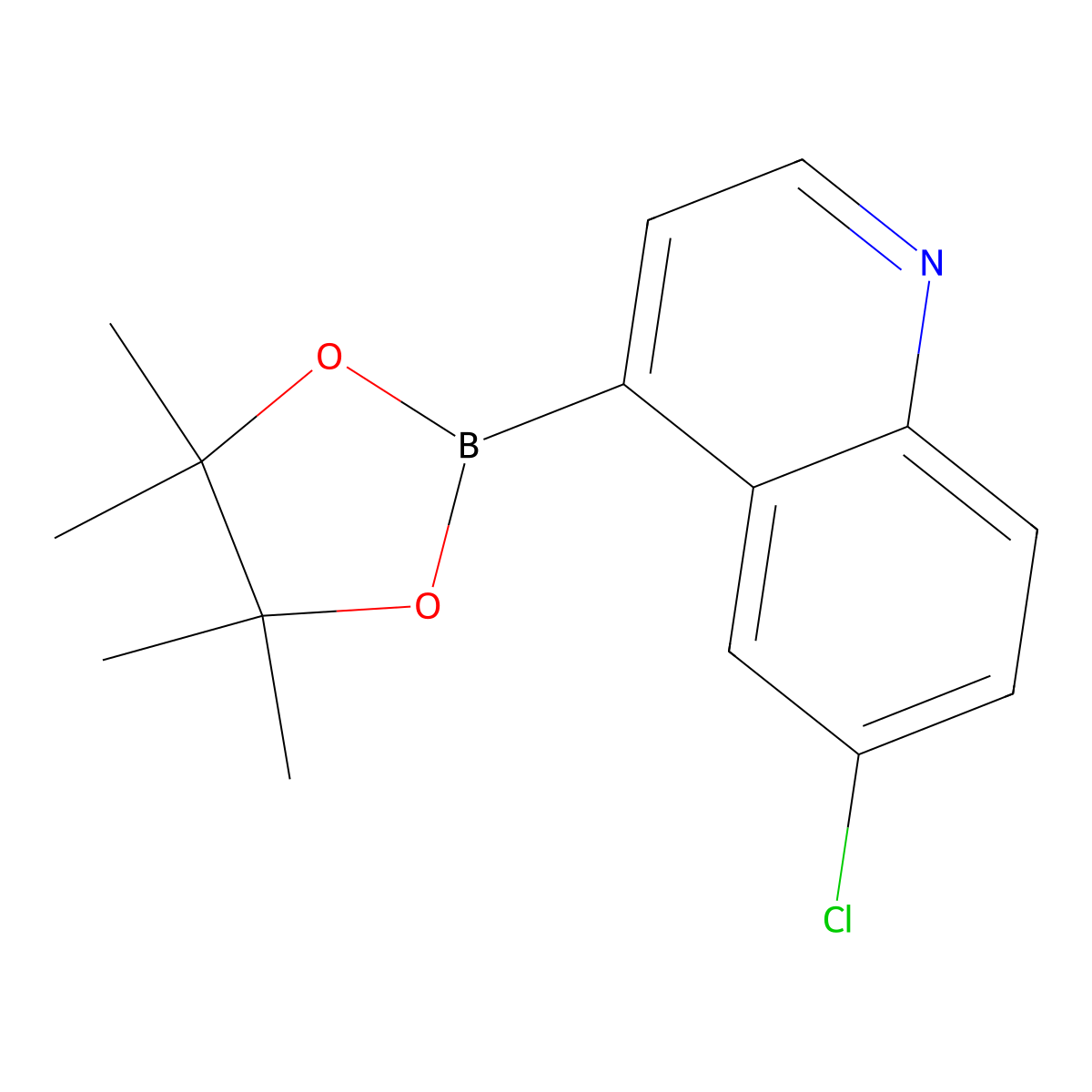 6-Chloro-4-(4,4,5,5-tetramethyl-1,3,2-dioxaborolan-2-YL)quinoline molecular structure, CAS 1627721-90-7