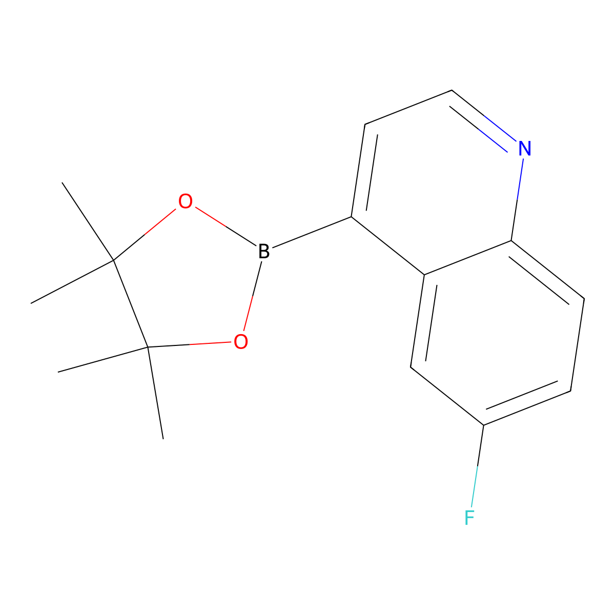 6-Fluoro-4-(4,4,5,5-tetramethyl-1,3,2-dioxaborolan-2-yl)quinoline molecular structure, CAS 1627721-92-9