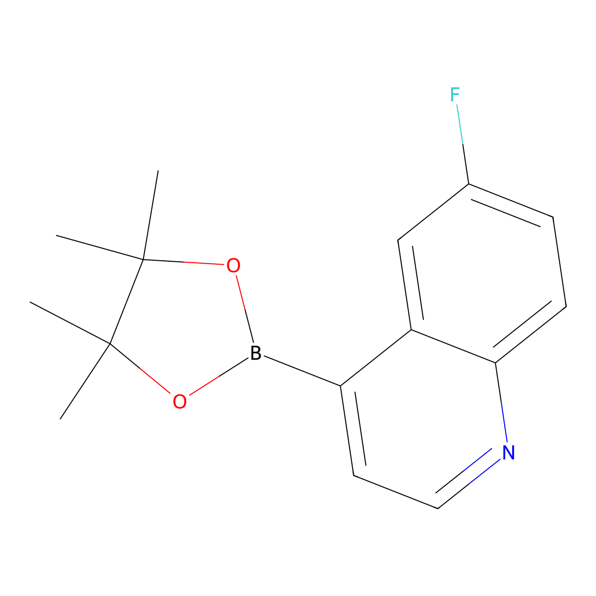6-Fluoro-4-(4,4,5,5-tetramethyl-1,3,2-dioxaborolan-2-yl)quinoline molecular structure, CAS 1627721-92-9