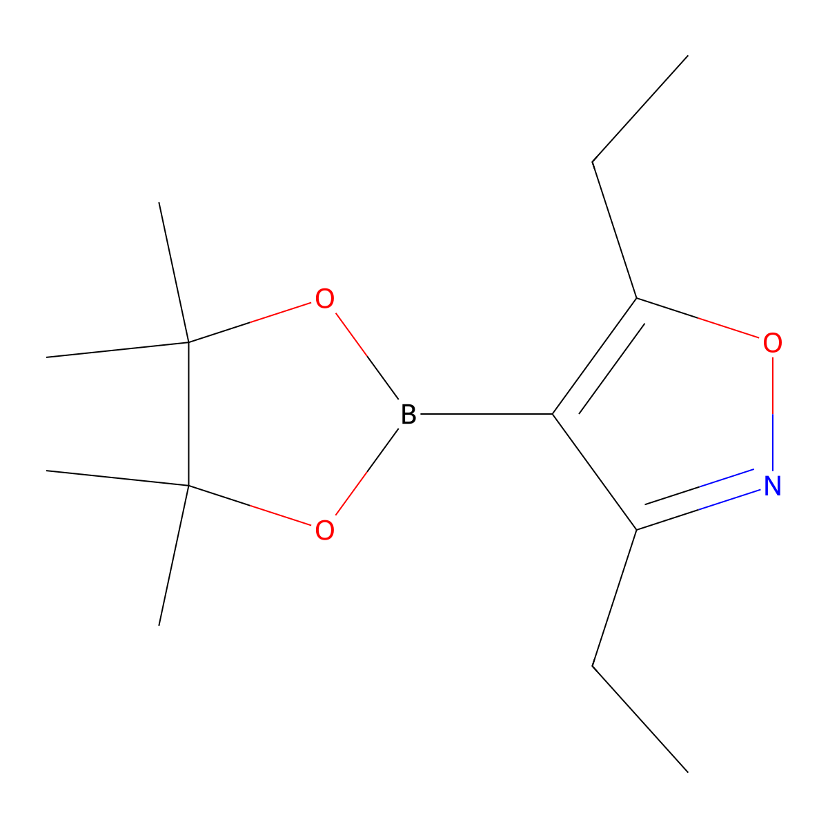 3,5-Diethyl-4-(4,4,5,5-tetramethyl-1,3,2-dioxaborolan-2-yl)-1,2-oxazole molecular structure, CAS 1627722-20-6