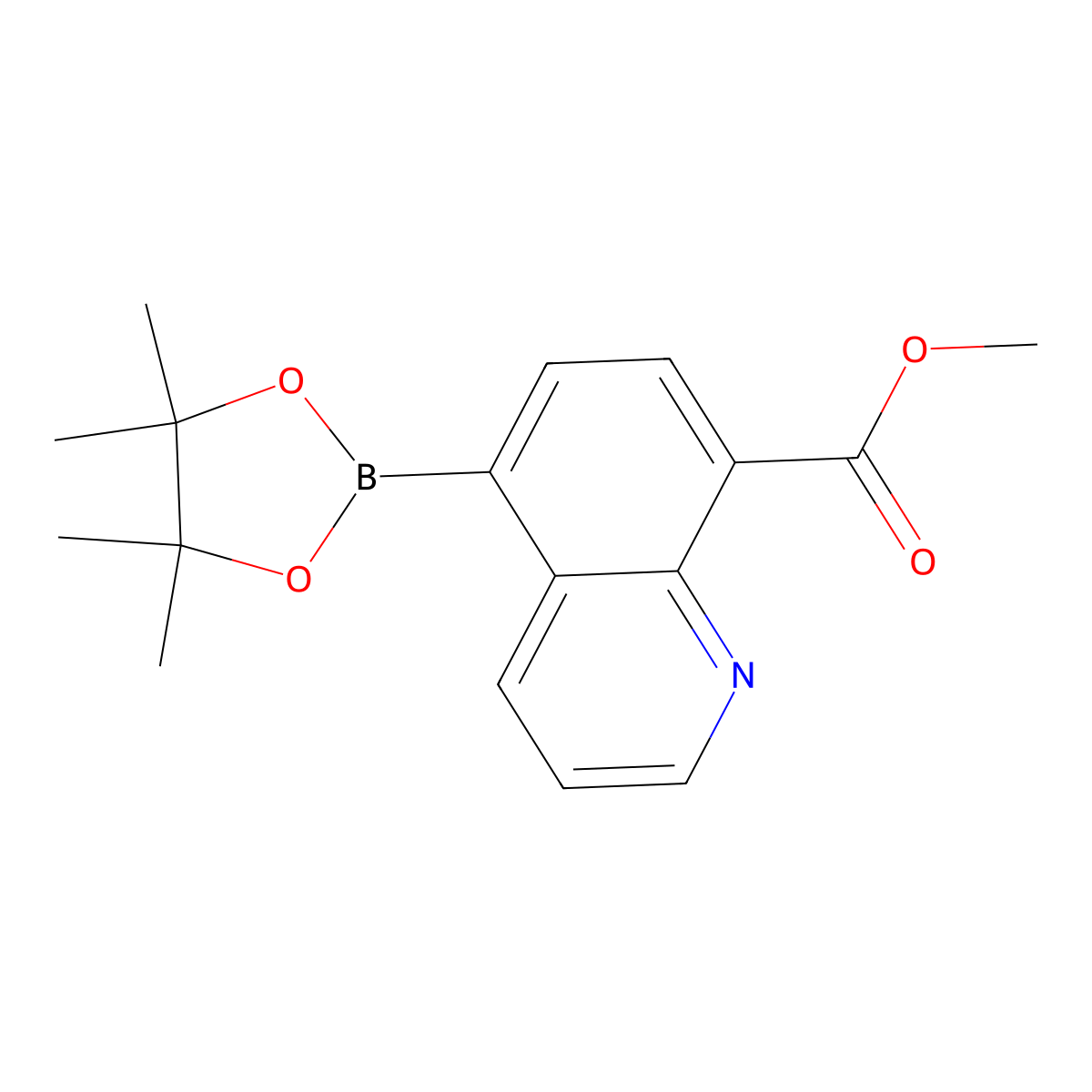 Methyl 5-(4,4,5,5-tetramethyl-1,3,2-dioxaborolan-2-yl)quinoline-8-carboxylate molecular structure, CAS 1627722-90-0