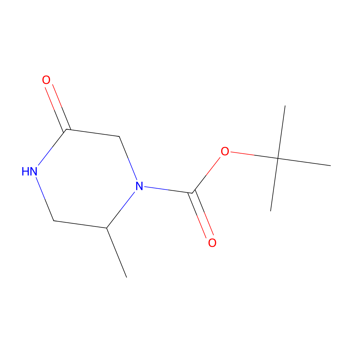 Tert-butyl 2-methyl-5-oxo-piperazine-1-carboxylate molecular structure, CAS 1627748-01-9