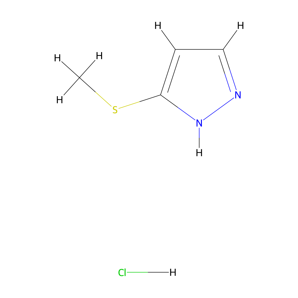 3-(methylsulfanyl)-1H-pyrazole hydrochloride molecular structure, CAS 162777-11-9