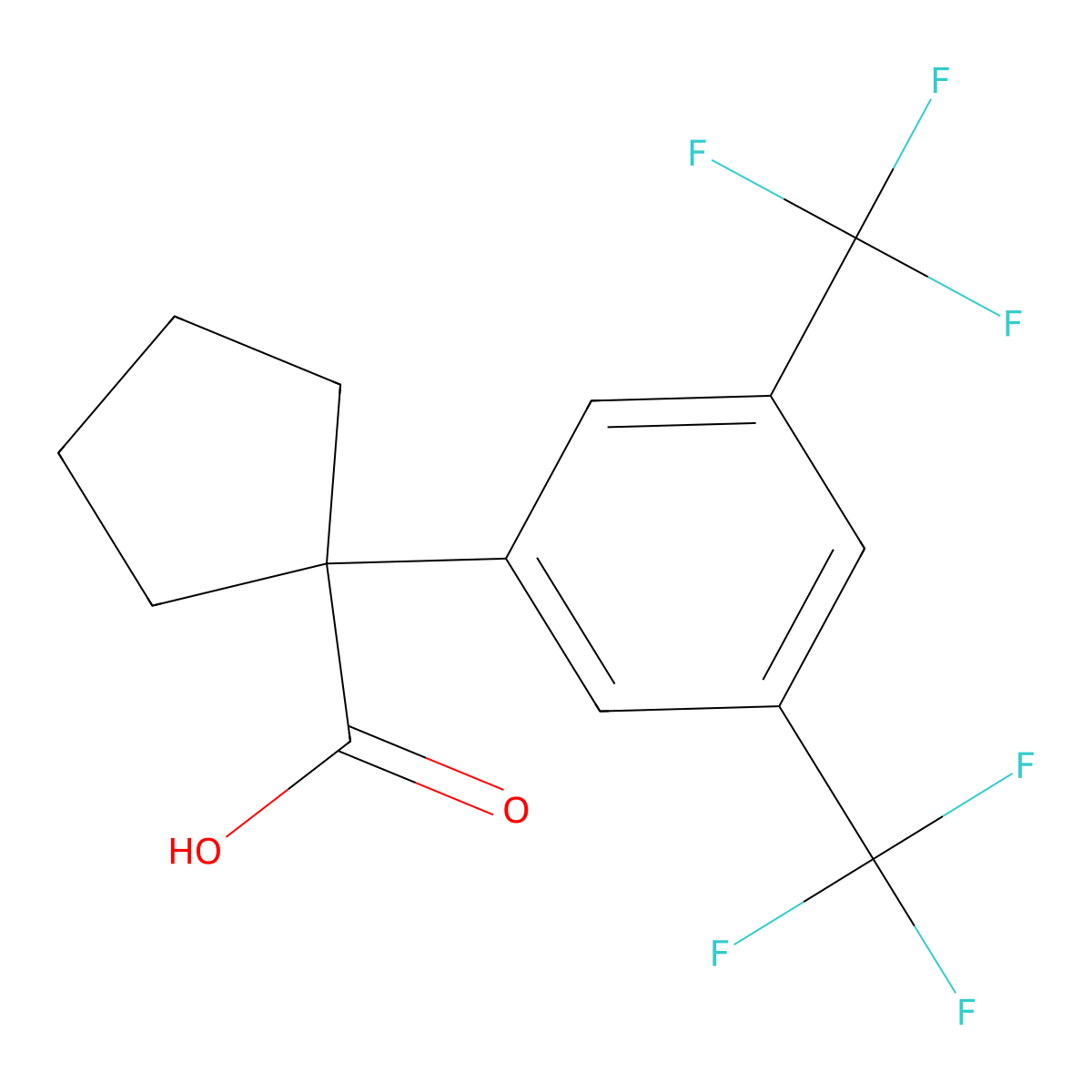 1-[3,5-Bis(trifluoromethyl)phenyl]cyclopentanecarboxylic Acid molecular structure, CAS 162781-05-7