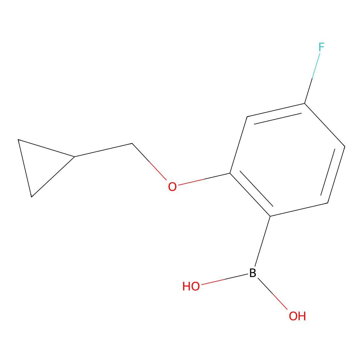 2-(Cyclopropylmethoxy)-4-fluorophenylboronic acid molecular structure, CAS 1627839-42-2