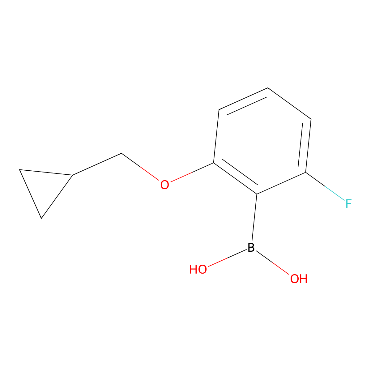 B-[2-(Cyclopropylmethoxy)-6-fluorophenyl]boronic acid molecular structure, CAS 1627839-44-4