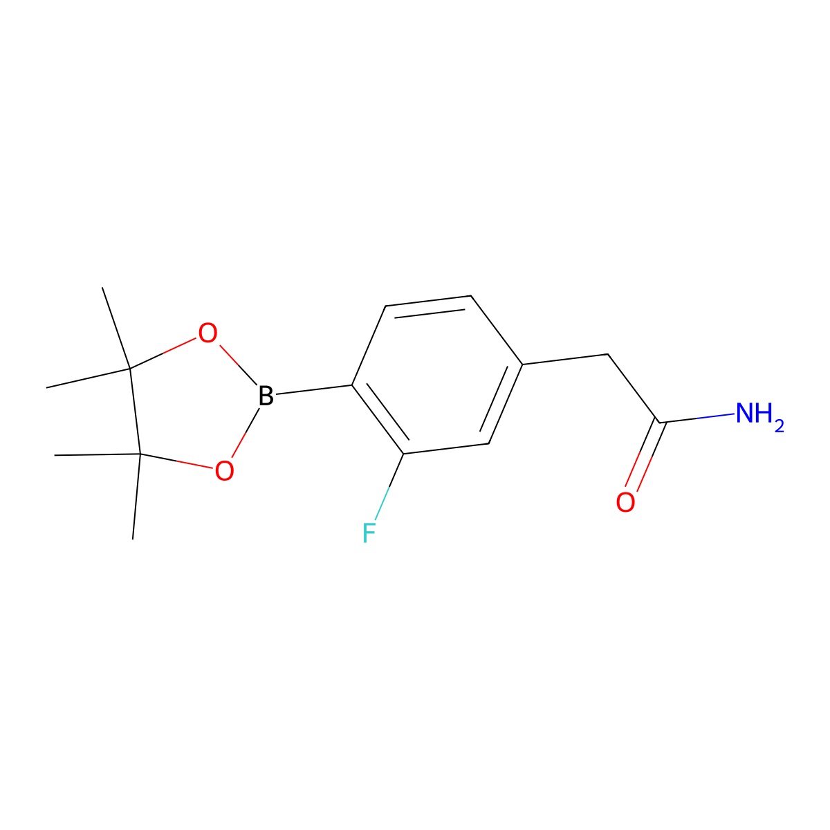 2-[3-Fluoro-4-(4,4,5,5-tetramethyl-[1,3,2]dioxaborolan-2-yl)-phenyl]acetamide molecular structure, CAS 1627857-32-2