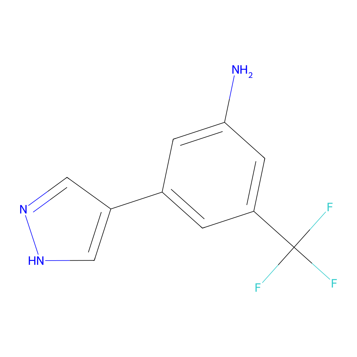3-(1H-pyrazol-4-yl)-5-(trifluoromethyl)aniline molecular structure, CAS 1627857-82-2