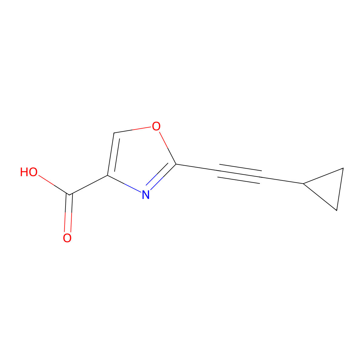 2-(2-Cyclopropylethynyl)-1,3-oxazole-4-carboxylic acid molecular structure, CAS 1627894-73-8