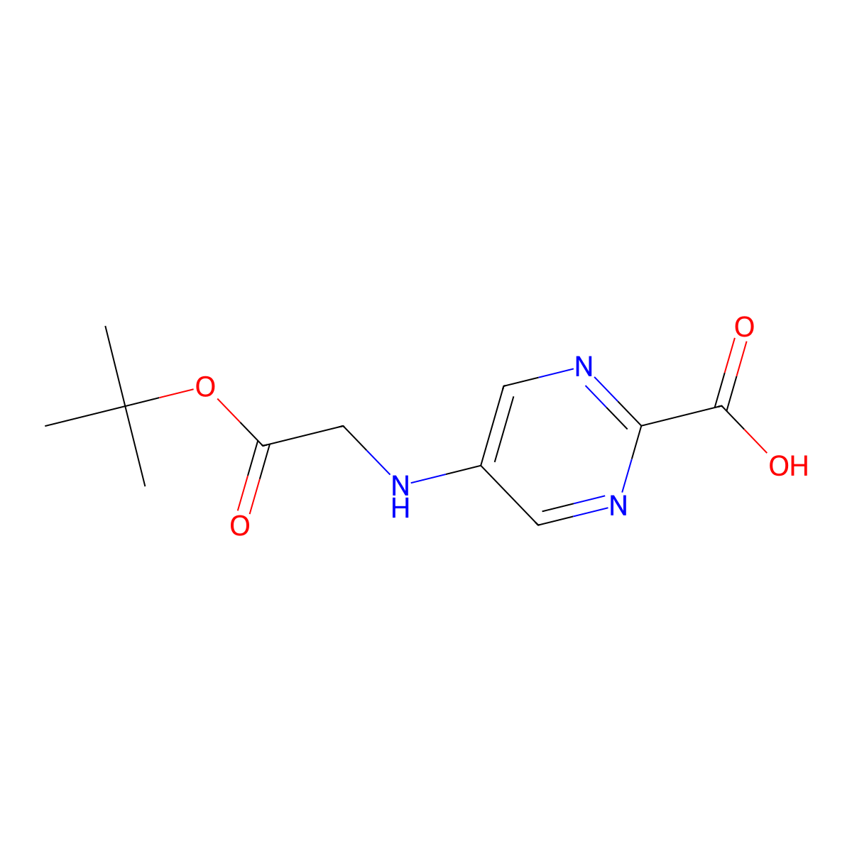 5-[[2-(1,1-Dimethylethoxy)-2-oxoethyl]amino]-2-pyrimidinecarboxylic acid molecular structure, CAS 1627894-84-1