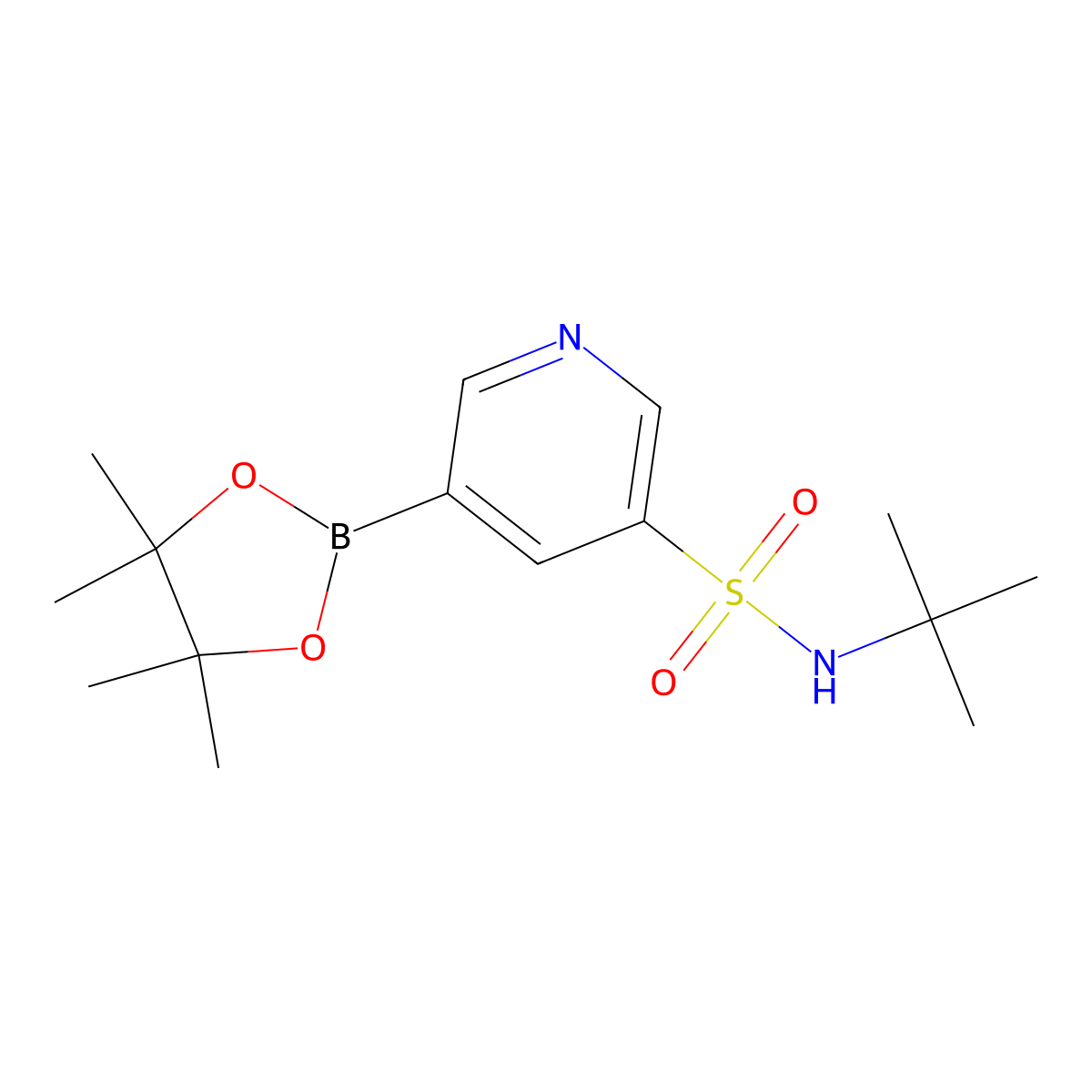 N-(tert-Butyl)-5-(4,4,5,5-tetramethyl-1,3,2-dioxaborolan-2-yl)pyridine-3-sulfonamide molecular structure, CAS 1627905-88-7