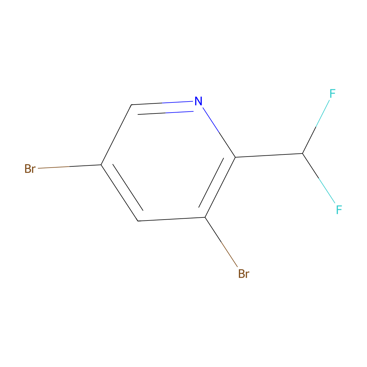 3,5-Dibromo-2-(difluoromethyl)pyridine molecular structure, CAS 1627906-64-2