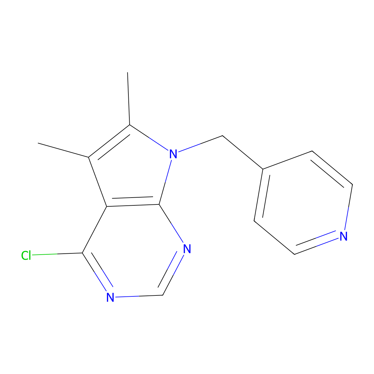 4-Chloro-5,6-dimethyl-7-(pyridin-4-ylmethyl)pyrrolo[2,3-d]pyrimidine molecular structure, CAS 1627912-67-7