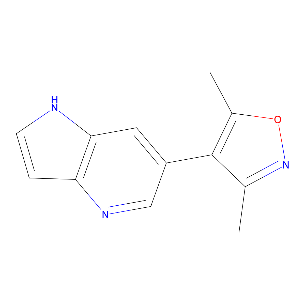 3,5-dimethyl-4-(1H-pyrrolo[3,2-b]pyridin-6-yl)isoxazole molecular structure, CAS 1627925-75-0