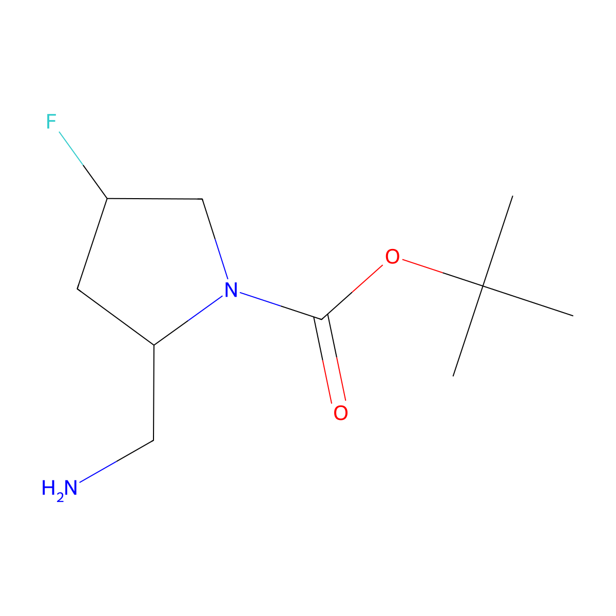 tert-butyl (2R,4S)-2-(aminomethyl)-4-fluoropyrrolidine-1-carboxylate molecular structure, CAS 1627972-84-2