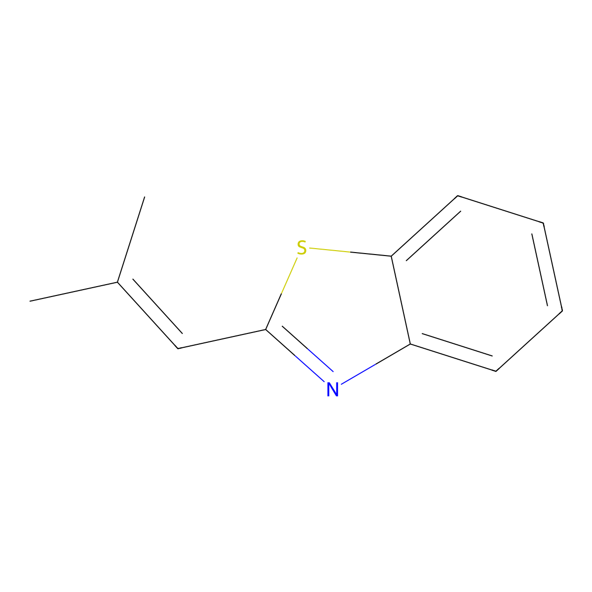 2-Methyl-prop-1-enyl-benzothiazole molecular structure, CAS 1628-61-1