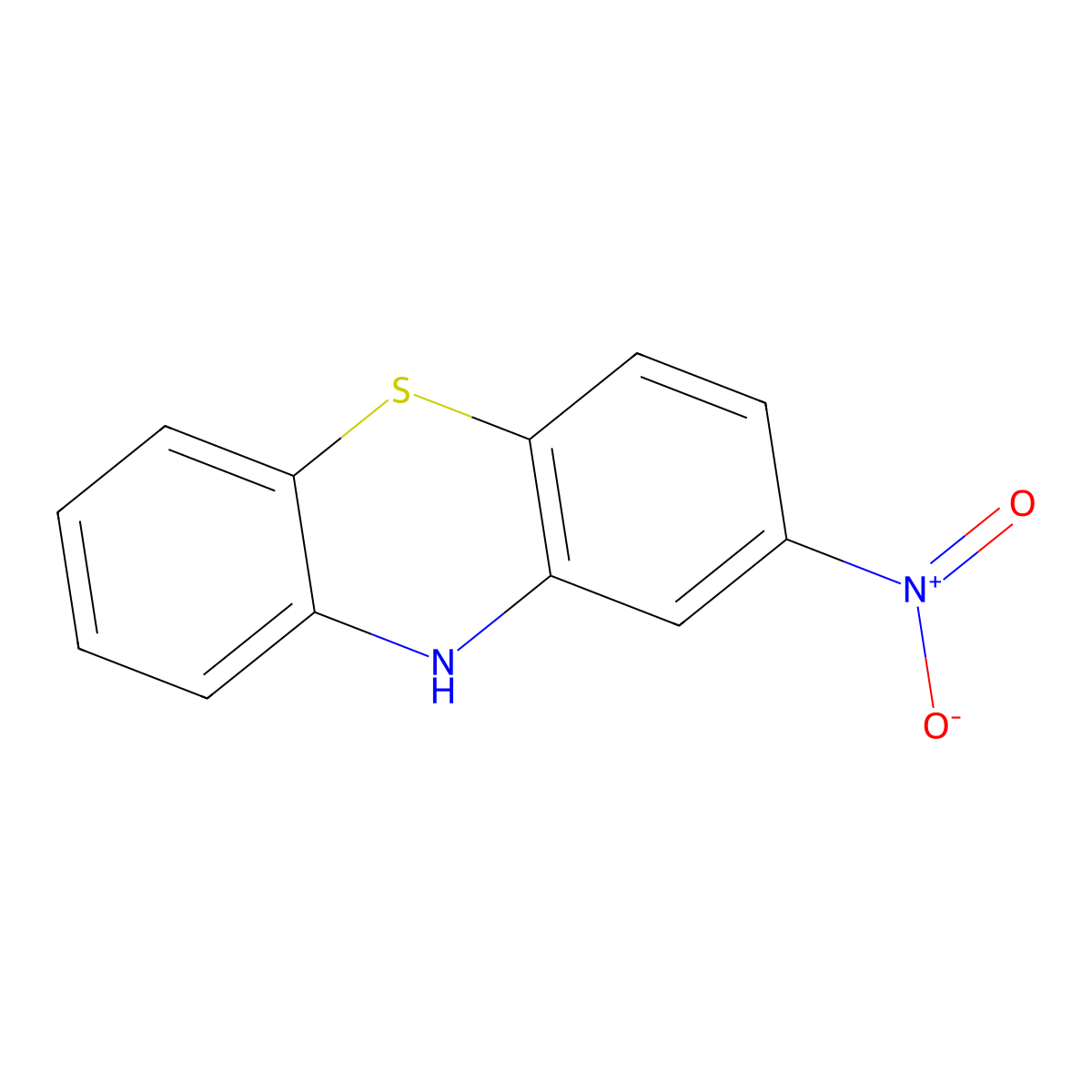 2-Nitro-10H-phenothiazine molecular structure, CAS 1628-76-8