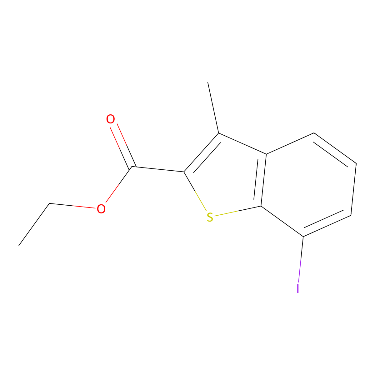 Benzo[b]thiophene-2-carboxylic acid, 7-iodo-3-methyl-, ethyl ester molecular structure, CAS 1628003-73-5