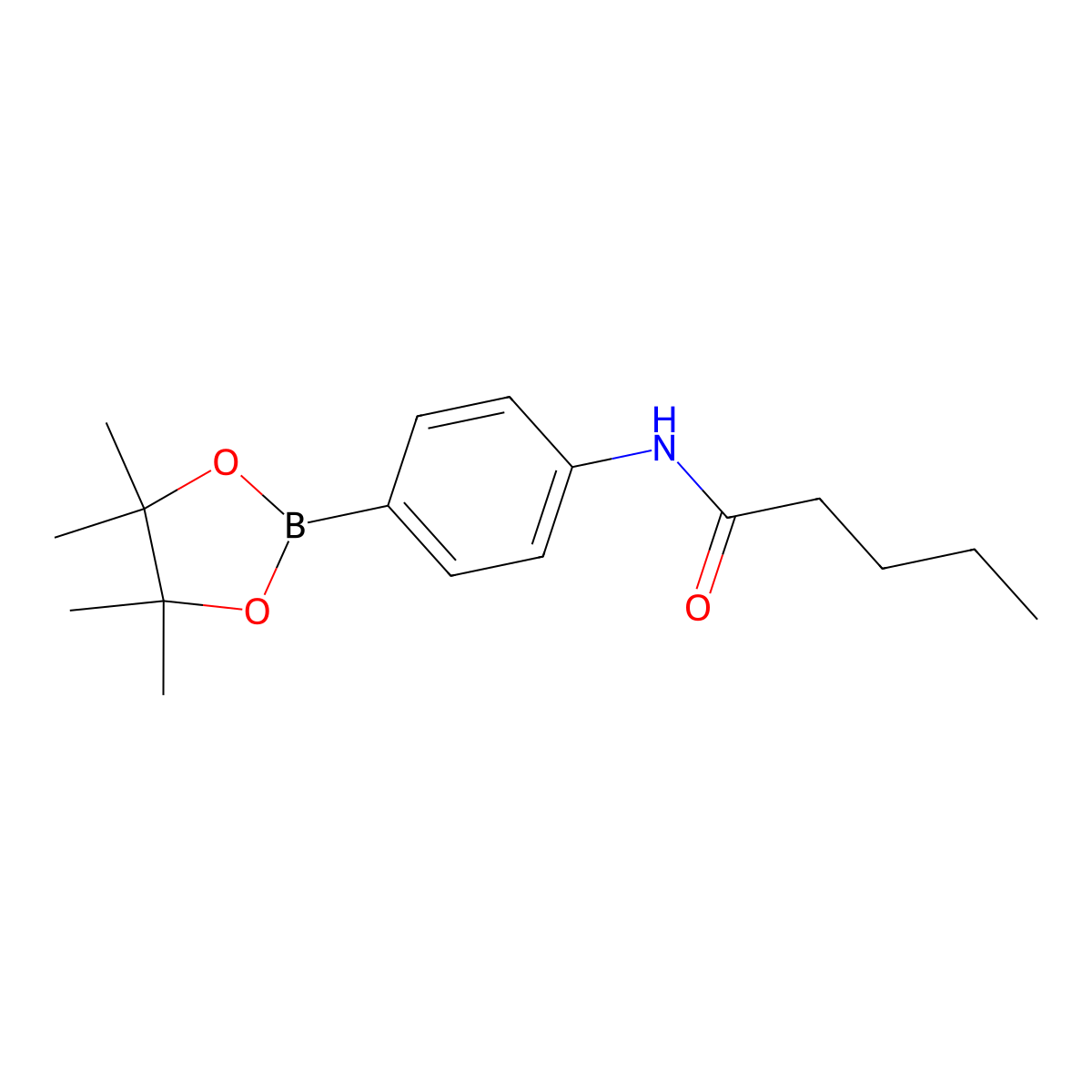 N-(4-(4,4,5,5-tetramethyl-1,3,2-dioxaborolan-2-yl)phenyl)pentanamide molecular structure, CAS 1628013-32-0