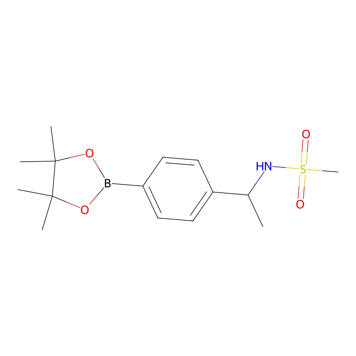 N-((1S)-1-(4-(tetramethyl-1,3,2-dioxaborolan-2-yl)phenyl)ethyl)methanesulfonamide molecular structure, CAS 1628013-41-1