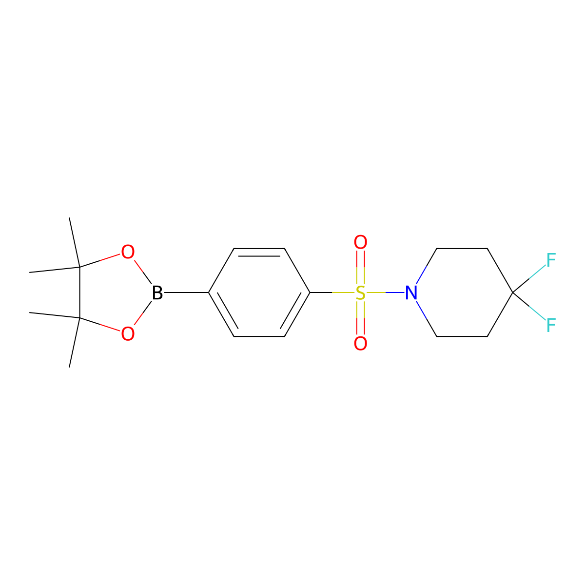 4,4-Difluoro-1-(4-(4,4,5,5-tetramethyl-1,3,2-dioxaborolan-2-yl)phenylsulfonyl)piperidine molecular structure, CAS 1628016-72-7