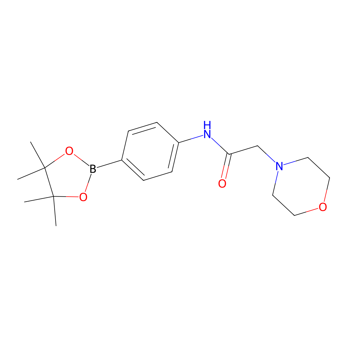 2-morpholino-N-(4-(4,4,5,5-tetramethyl-1,3,2-dioxaborolan-2-yl)phenyl)acetamide molecular structure, CAS 1628017-79-7