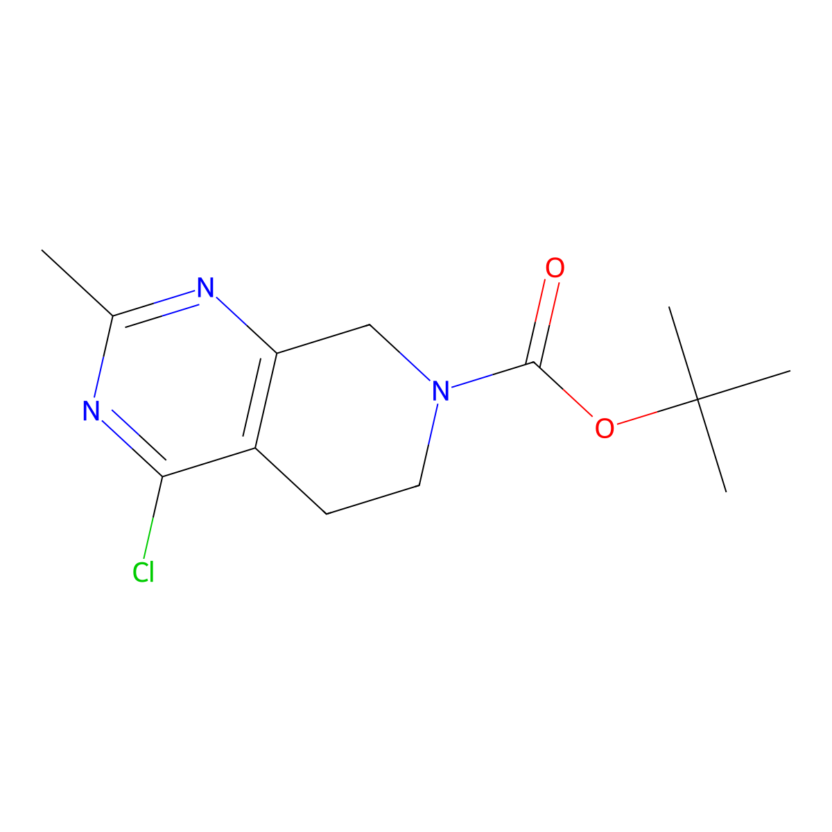 tert-butyl4-chloro-2-methyl-5H,6H,7H,8H-pyrido[3,4-d]pyrimidine-7-carboxylate molecular structure, CAS 1628042-58-9