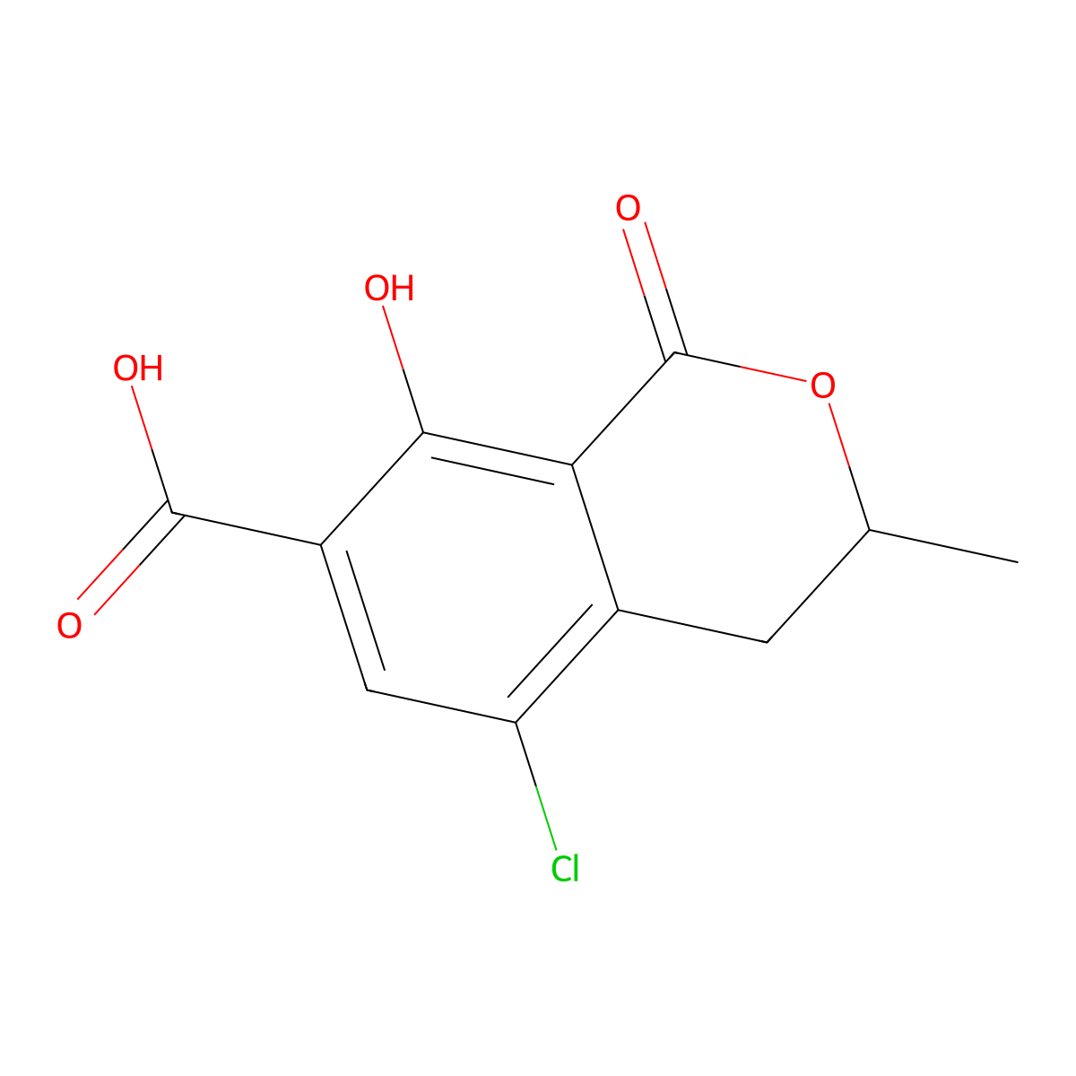 5-Chloro-8-hydroxy-3,4-dihydro-3-methylisocoumarin-7-carboxylic acid molecular structure, CAS 16281-39-3