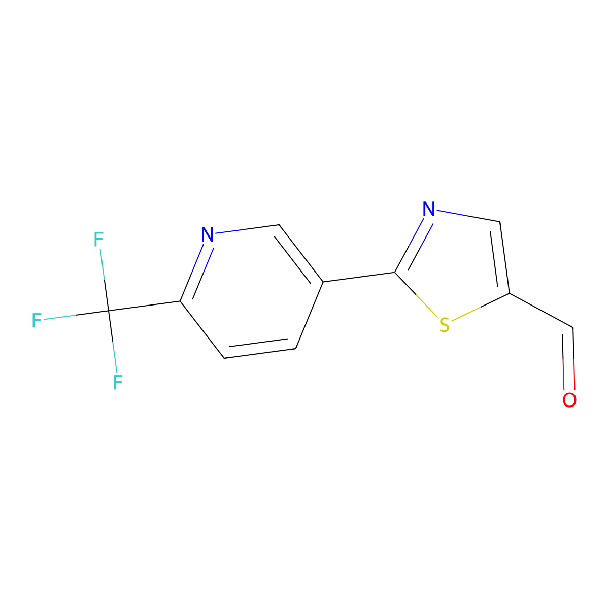 2-[6-(Trifluoromethyl)pyridin-3-yl]-1,3-thiazole-5-carbaldehyde molecular structure, CAS 1628106-21-7