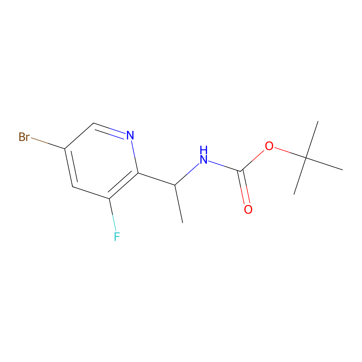 tert-butyl N-[(1S)-1-(5-bromo-3-fluoropyridin-2-yl)ethyl]carbamate molecular structure, CAS 1628106-75-1