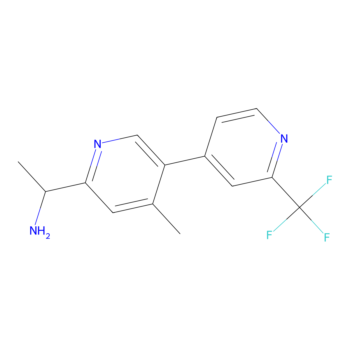 (S)-1-(4-Methyl-2'-(trifluoromethyl)-[3,4'-bipyridin]-6-yl)ethan-1-amine molecular structure, CAS 1628106-86-4