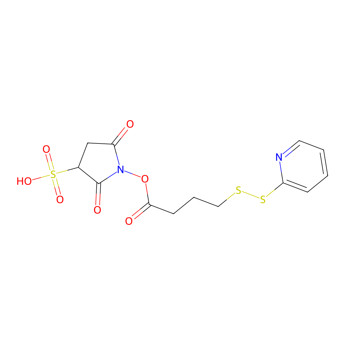 2,5-Dioxo-1-(4-(pyridin-2-yldisulfanyl)butanoyloxy)pyrrolidine-3-sulfonic acid molecular structure, CAS 1628113-16-5