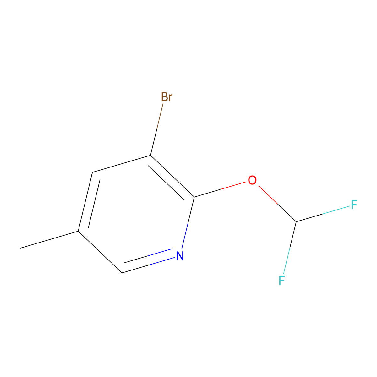 3-Bromo-2-(difluoromethoxy)-5-methylpyridine molecular structure, CAS 1628116-77-7