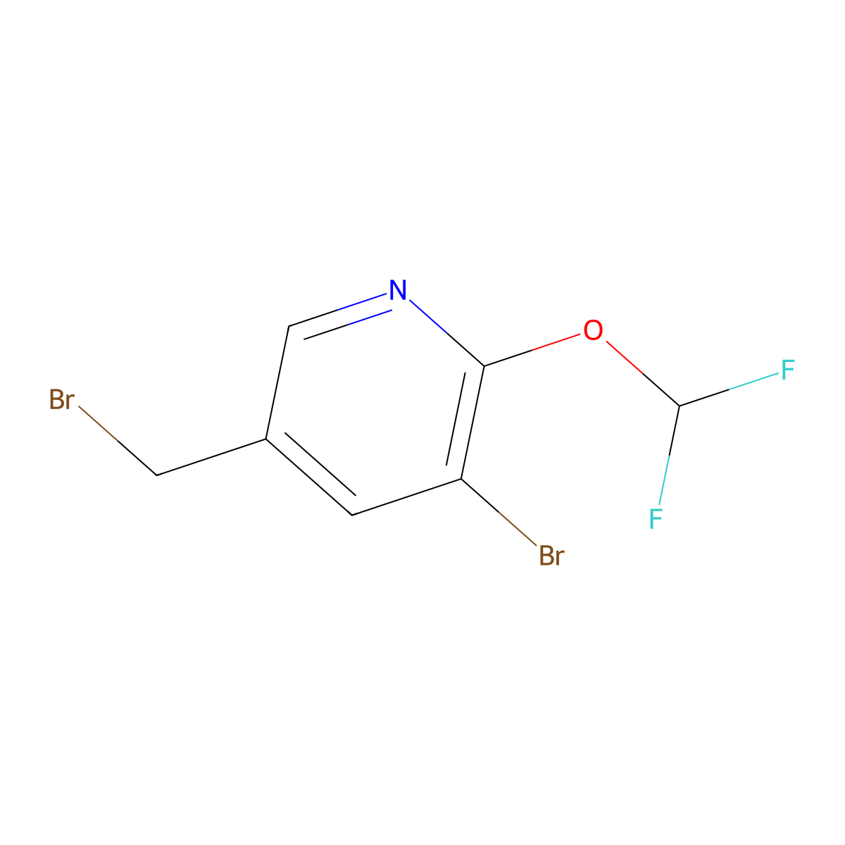 3-Bromo-5-(bromomethyl)-2-(difluoromethoxy)pyridine molecular structure, CAS 1628116-79-9