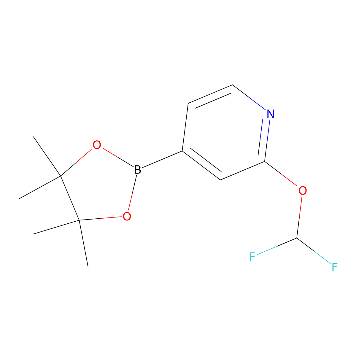 2-(Difluoromethoxy)-4-(tetramethyl-1,3,2-dioxaborolan-2-yl)pyridine molecular structure, CAS 1628116-87-9