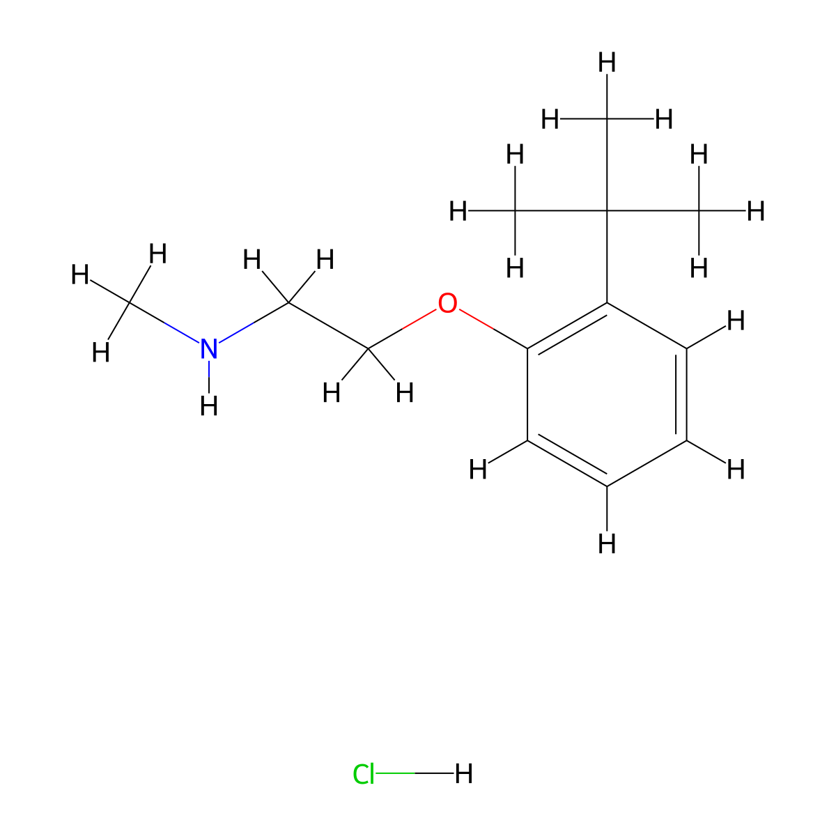 [2-(2-Tert-butylphenoxy)ethyl](methyl)amine hydrochloride molecular structure, CAS 1628167-50-9